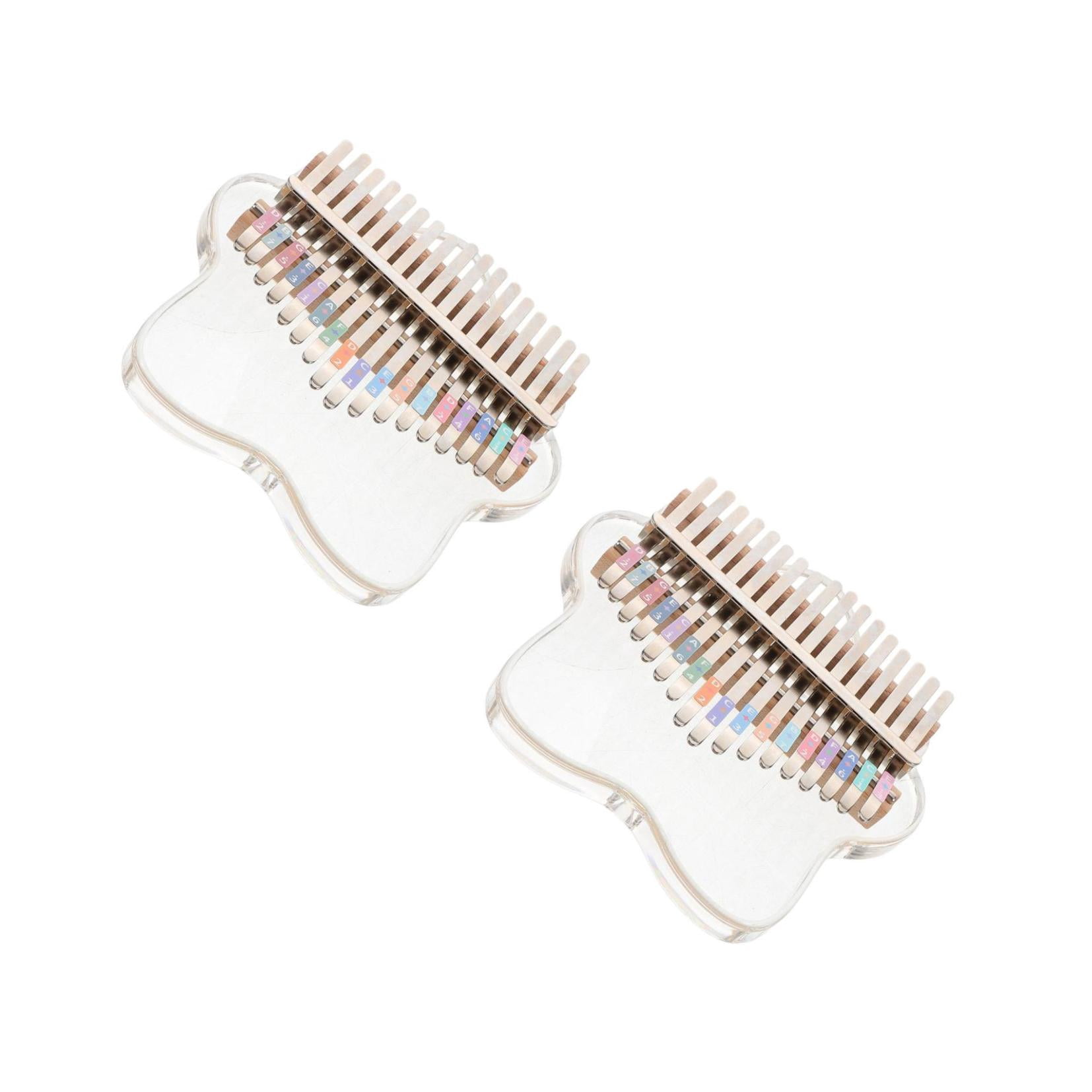 Masteelf 2pcs Acrylic Thumb Piano Transparent 17-Key Kalimba Portable Finger Piano with Tuning Hammer Delicate Carving Pattern Kalimba Exquisite Music Instrument