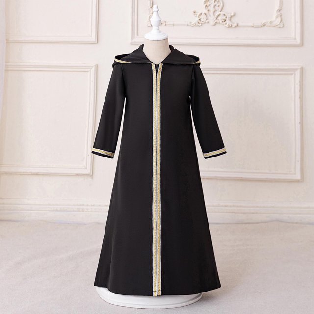Cowsor Muslim Girls' Embroidered Princess Dress – Long Sleeve, with Bag (4-8Y)
