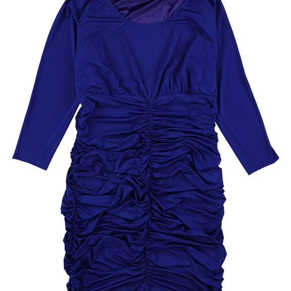 Andrew Marc Womens Ruched Sheath Dress, Blue, 14