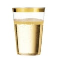 thumbnail image 2 of 100 Gold Plastic Cups 14 Oz Clear Plastic Cups Tumblers Gold Rimmed Cups Fancy Disposable Wedding Cups Elegant Party Cups with Gold Rim, 2 of 9