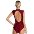 thumbnail image 5 of Doomiva Women's Rhinestones Bodysuit Cutout Back Gymnastic Ballet Dance Leotard Figure Skating Dancewear Burgundy M, 5 of 7