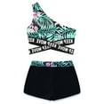thumbnail image 4 of TTAO Girls 2 Piece Swimsuit Tropical One Shoulder Swim Tops with Shorts Summer Beachwear Swim Set Lily 14, 4 of 5
