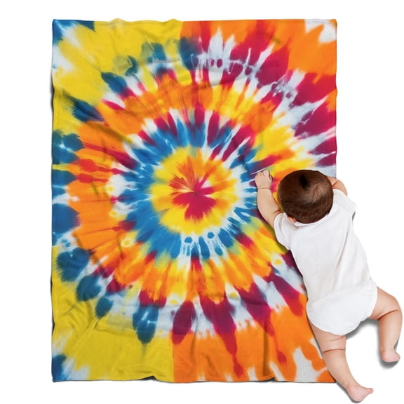 Colorful Rainbow Tie Dye Spiral Pattern Blanket,Comfortable Soft Flannel Throw Blanket,All Season,Warm Lightweight Blankets for Sofa Bed Couch Living Room Chair,30"x40"