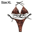 thumbnail image 2 of Conjunto de bikini para mujer, traje de baño de dos piezas, talle alto, cuello en V, frente torcido, correas espaguetis ajustables, traje de baño, 2 of 5