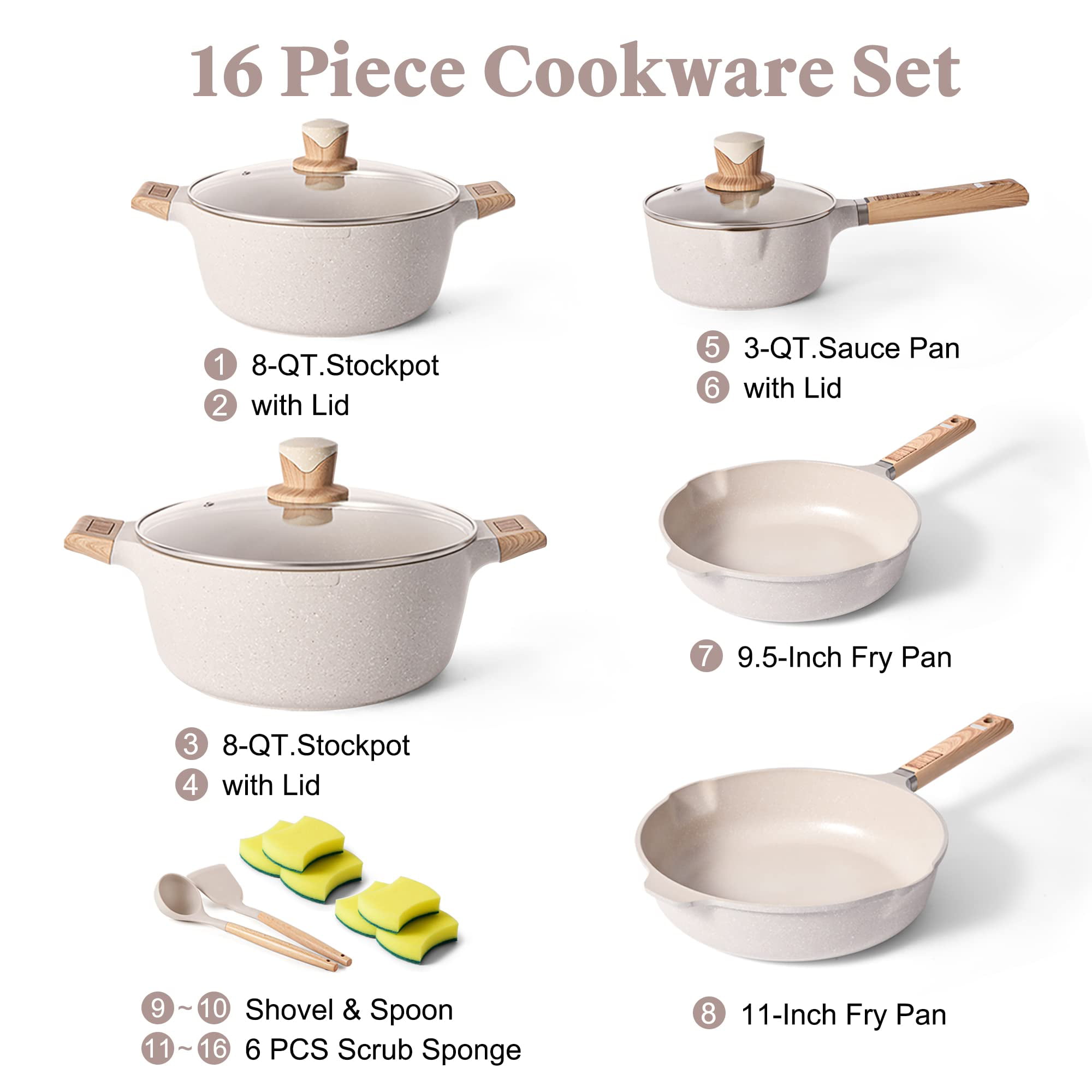 Cookware Set - Large Nonstick Pots and Pans Set Cooking Pot and