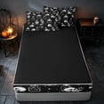 thumbnail image 4 of Homewish Halloween Gothic Skull Zipper Twin Comforter Sets with Fitted Sheet and 2 Pillowcases, Magical Mushroom Zipper Bedding Set, Black White, Black Reversible, 4 of 7