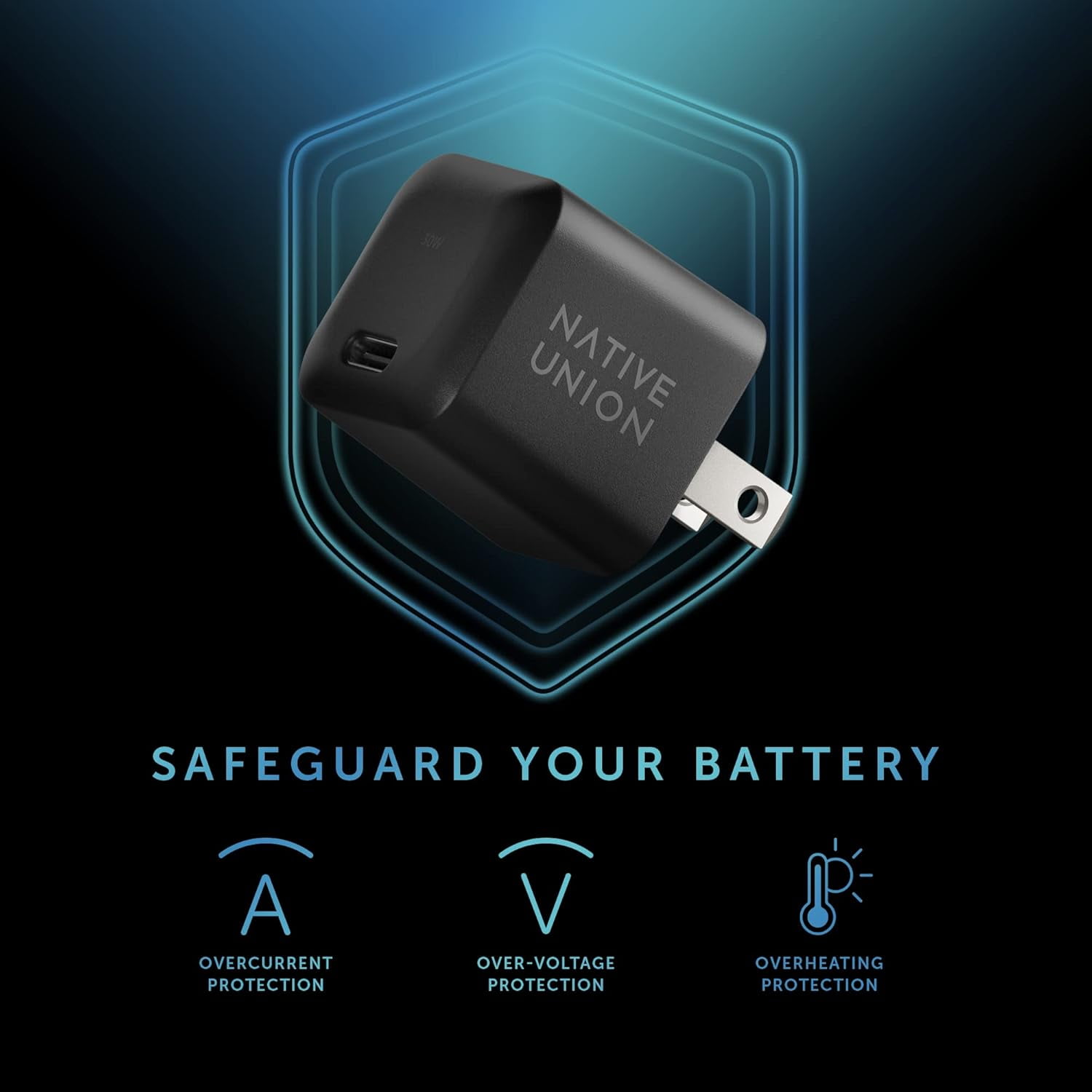 Native Union Fast GaN Charger PD 30W – Ultra-Compact Power Delivery USB-C Charger US/CA Plug(Black)