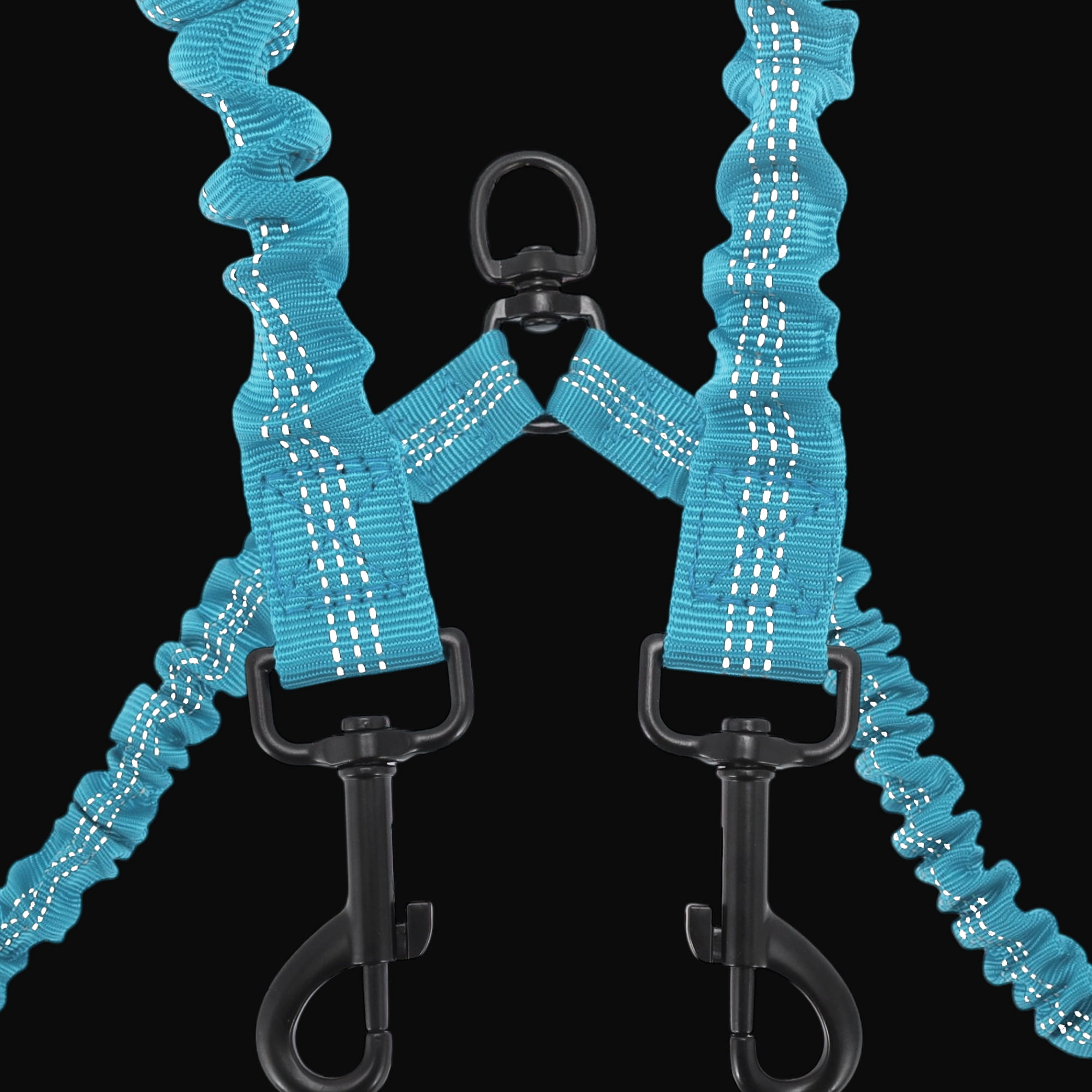 Unique Bargains Pet Double Dog Leash Reflective Dual Leash Light Blue