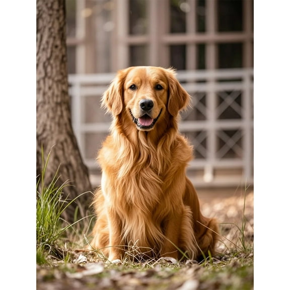 Lcdjbfbf Golden Retriever Diamond Decor,for Beginners Gem Craft Kits,5D Diamond Art Kit Paint by Number Diamond Painting,DIY Full Round Drill Diamond Dot Gem handmade Home Decor (12X16 Inch)