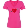 thumbnail image 3 of Inktastic Valentines Day Heart Arrow Women's V-Neck T-Shirt, 3 of 5