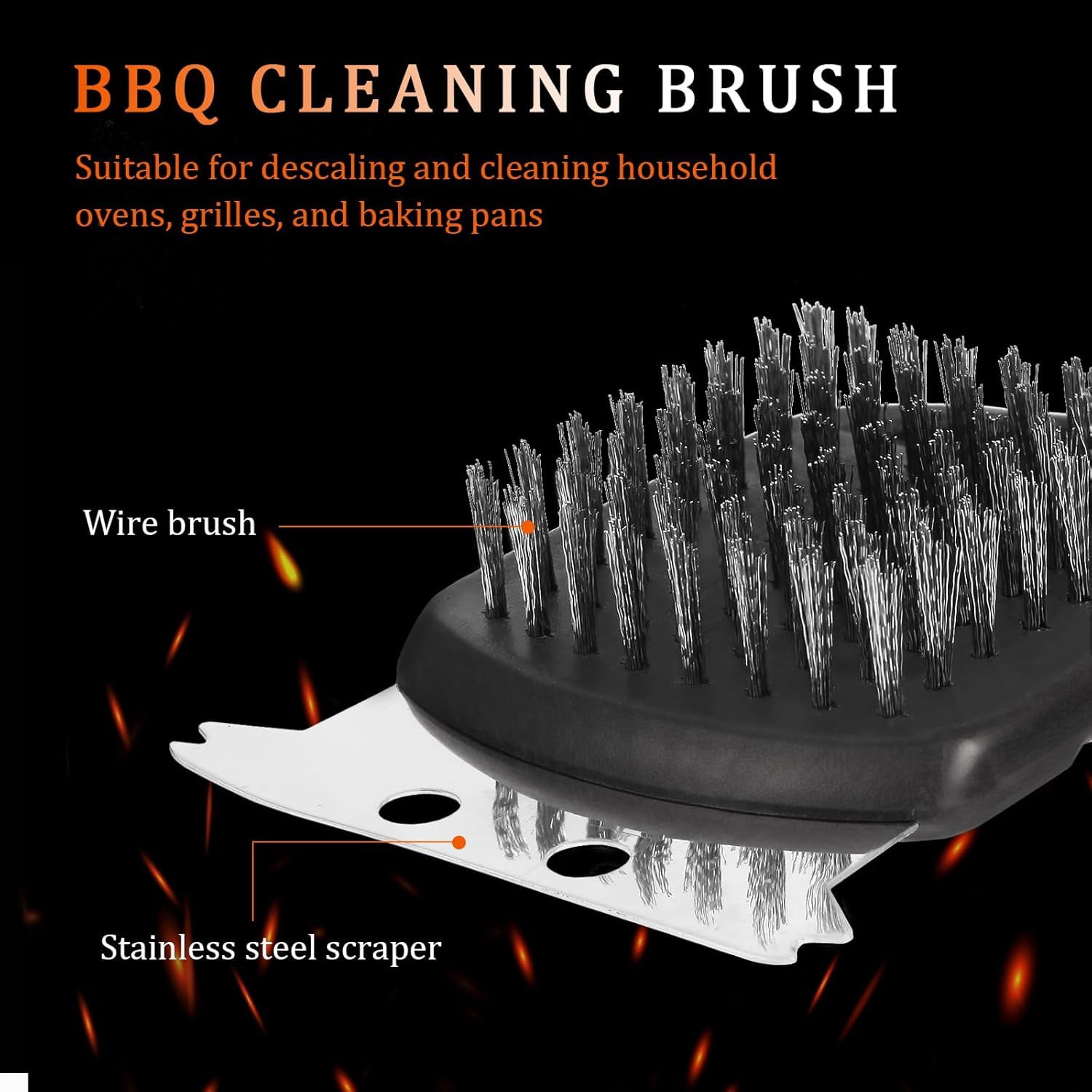 15.75” Grill Brush - Heavy Duty BBQ Scraper with Ergonomic Non-Slip Grip & Steel Bristles, Deep Clean Outdoor Grates Without Bending (Safer, Long Handle)