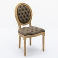 thumbnail image 4 of DECMAY French Style Dining Chairs Set of 2, Solid Wood Frame, PU Leather Upholstered, Button-Tufted High Back with Nailhead Trim, Olive Green, 4 of 19