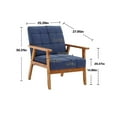 thumbnail image 6 of Set of 3 Accent Chairs with Side Table, Linen Upholstered Reading Chairs Lounge Chairs with Thick Backrest and Seat Cushions, Living Room Chairs Armchairs with Solid Wood Frame for Apartment, Navy, 6 of 7