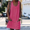 thumbnail image 3 of WMTBSRSW Plus Size Summer Dress for Women Solid Color Sleeveless Tank Dress with Pockets Casual Short A Line Dress Crewneck Sundress 2025, 3 of 8