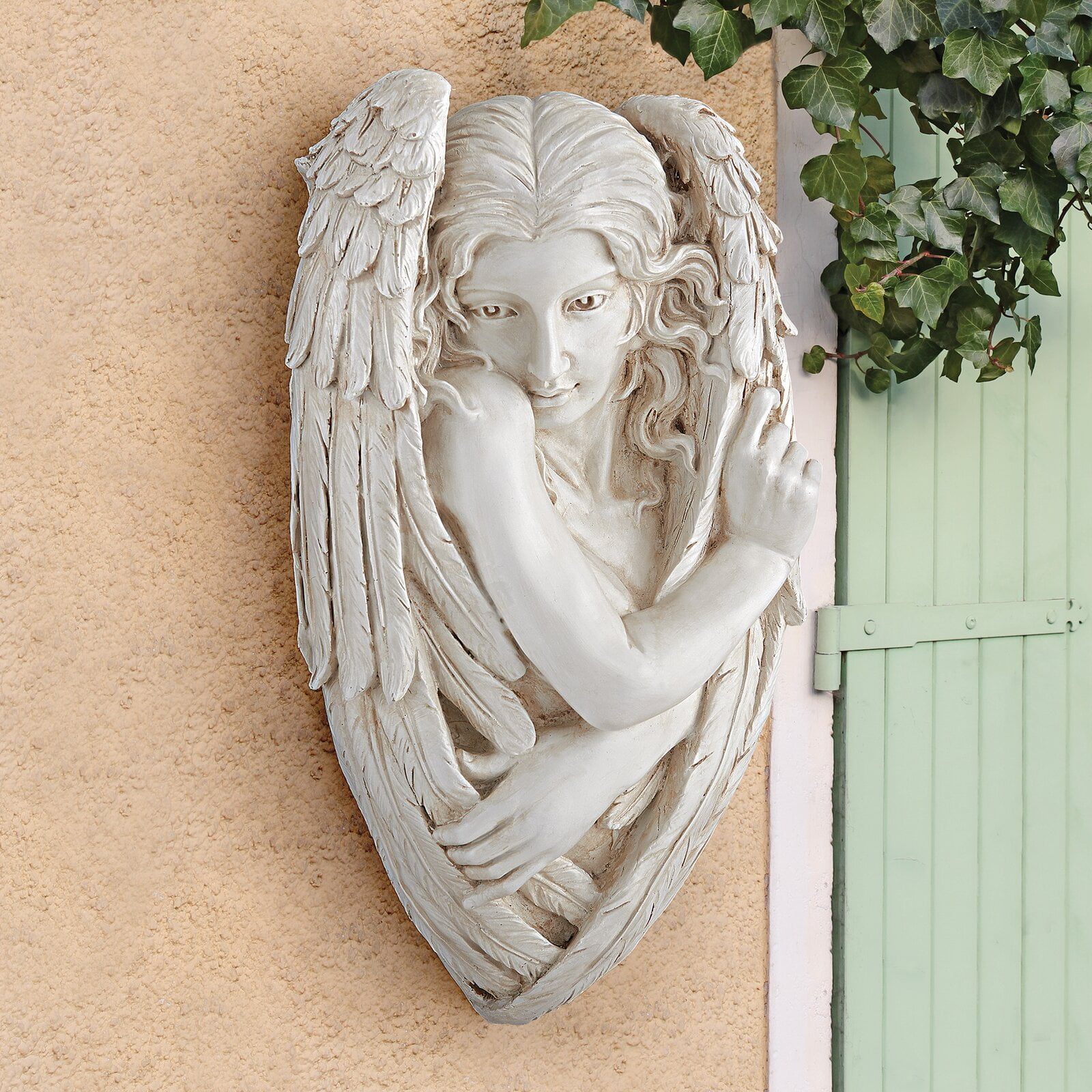 Tristan The Timid Angel Collectible Design Toscano Home Or Garden Wall Sculpture 