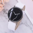 thumbnail image 2 of Correa de piel sintética blanca y negra, reloj de cuarzo informal pero elegante para uso diario, reloj unisex elegante, 2 of 4