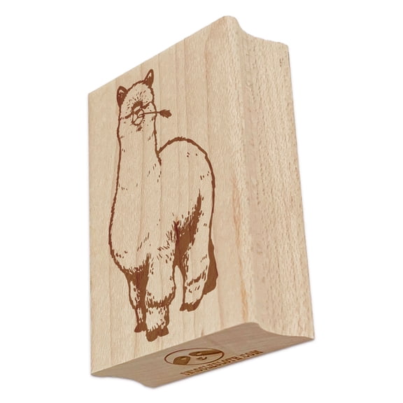 Thick Fluffy Alpaca Rectangle Rubber Stamp Stamping Scrapbooking Crafting - Large 2.5in