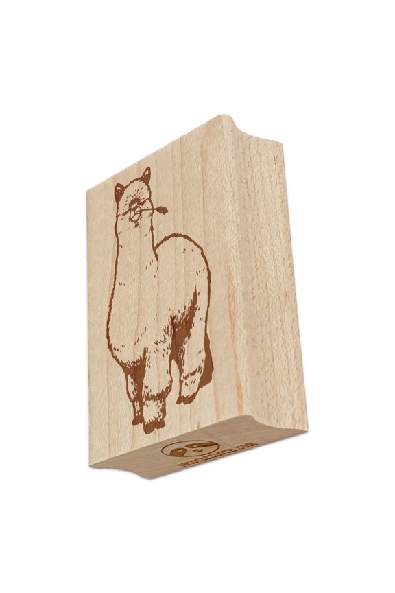 Thick Fluffy Alpaca Rectangle Rubber Stamp Stamping Scrapbooking Crafting - Small 1.7in