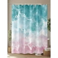 thumbnail image 4 of Turquoise Pink Ombre Shower Curtain, Abstract Coastal Ocean Waves Gradient Waterproof Shower Curtain Set with 12 Hooks Lightweight Washable Fabric Shower Curtains for Bathroom 60x72 Inches, 4 of 6