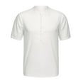 thumbnail image 4 of JINMGG Womens Plus Size $5 Men's Baggy Cotton and Linen Solid Short Sleeve V-Neck T-Shirts Tops Blouse White L, 4 of 5