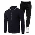 thumbnail image 4 of Mens Fall Winter Sweatshirt Two Piece Sets Full-Zip Long-Sleeved Top Athletic Stretch Polo Sweater Blouses Sweatshirts Workout Running Gym Joggers Pants Drawstring Elastic Waist Athletic Track Pants, 4 of 4