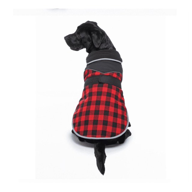 Chaqueta impermeable para perros, chaqueta de invierno para perros grandes con agujeros para correa, chaleco reflectante para perros medianos y grandes, ropa cálida de invierno, color negro (L) Rojo Verde RV1016-0124153FYD