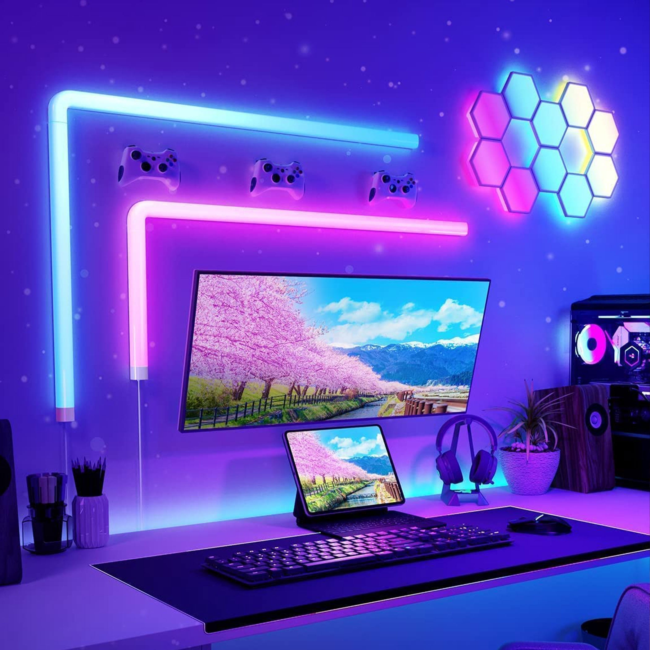 Govee Glide A1 Indoor Smart LED Wall Lights (4+1) , B6062A01, 40 Dynamic Scene Modes For Gaming Room Decor,Support APP Control,Voice Control
