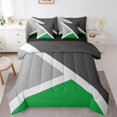 thumbnail image 1 of YST Green And Gray Bed In A Bag 7-Piece, Geometric Triangle Bedding Set, Twin Size, 1 of 5