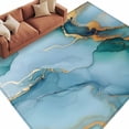 thumbnail image 2 of 6'x9' Area Rugs, Teal Indoor Outdoor Area Rug for Living Room Bedroom, Luxury Marble Golden Modern Abstract Impressionist Washable Bathroom Rugs Kitchen Floor Carpet Mats Home Decor Aesthetic, 2 of 8