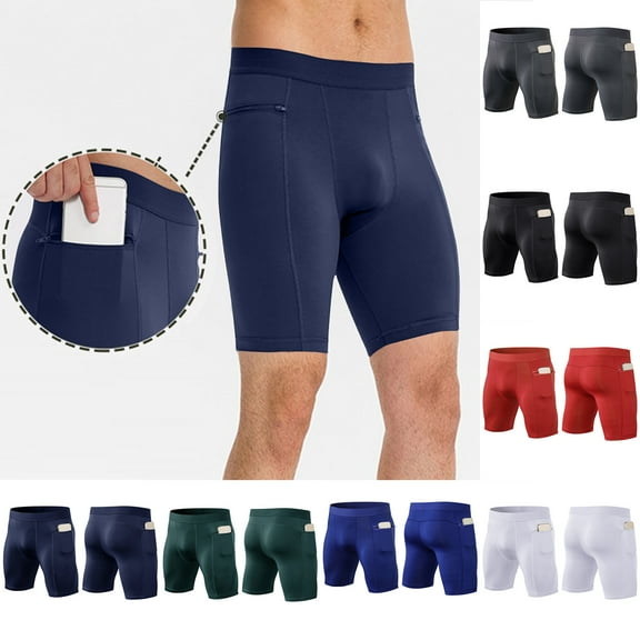 Miluxas Men's Compression Short with Pocket Slim Fit Yoga Running Shorts White XL(XL)