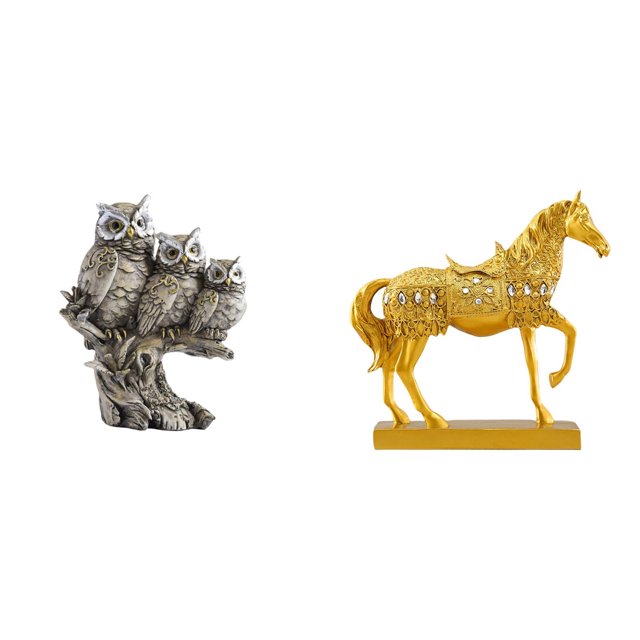 Escultura moderna de animal, figura de búho y caballo, adorno de mesa para sala de estar, oficina, gabinete, decoración, estatua de resina grabada, de