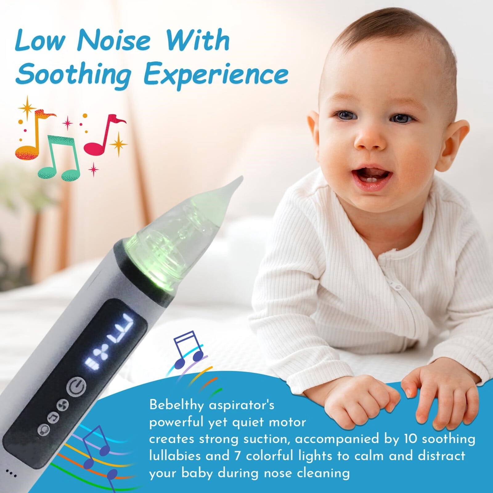 The nasal aspirator for baby has three levels of adjustable suction modes from weak to strong,quickly removes different types of nasal secretions (Choking milk,snot,etc)
