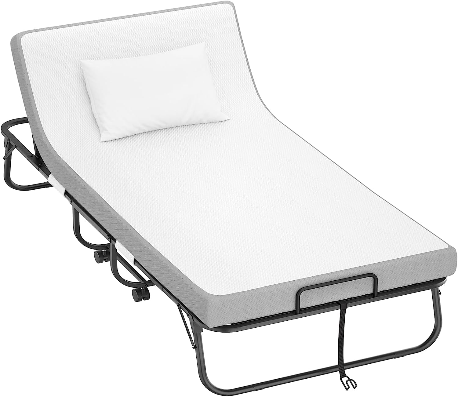 Homieasy Folding Bed with Mattress, 6 Adjustable Positions Backrest, Rollaway Bed for Adults