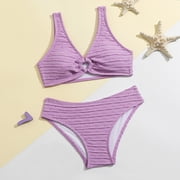Fesfesfes Teen Girls Summer Holiday Bikini Sets Children Girls Swimwear Split Two Piece Swimsuit Swim Pool Beach Wear Skinny Bathing Suit 5-14 Years