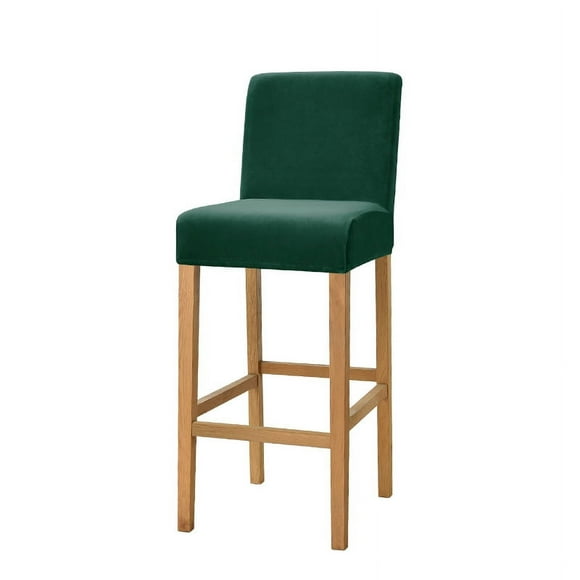 Zhuge Velvet Chair Covers for Pub Chairs,Counter Stool Slipcovers, Stretch Bar Stool Chair Covers Pack of 2 (Dark Green)