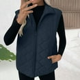 thumbnail image 2 of ZQGJB Womens Lightweight Puffer Vest with Pockets Full Zip Up Lapel Stand Collar Quilted Jacket Winter Warm Puffy Vests Outerwear Tops Navy M, 2 of 9