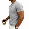 thumbnail image 4 of FRSASU Men's Waffle T-Shirt Casual Stretch Solid Crewneck Short Sleeve Lightweight Textured Pullover Tee Tops Gray, 4 of 7