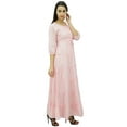 thumbnail image 3 of Bimba Women's 3/4 Sleeve Summer Cotton Maxi Dress Drawstring Waist, 3 of 5