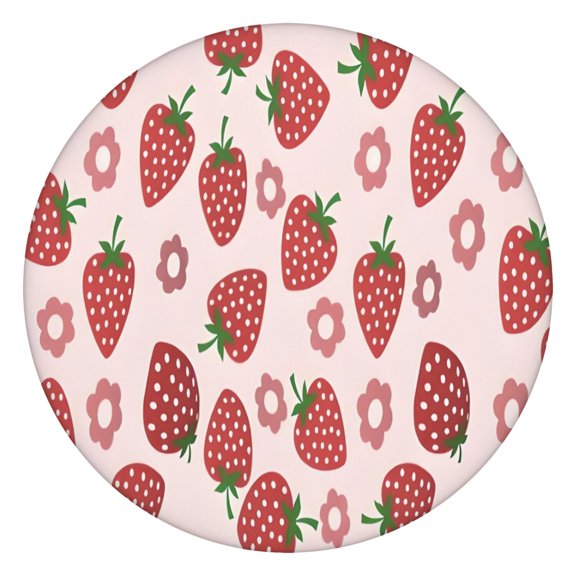 Strawberry Plants Fruit Flower Round Fitted Tablecloth with Elastic Edge,Dining Table Cover Waterproof,Outdoor Round Tablecloth for Camping,Dining,Indoor and Outdoor