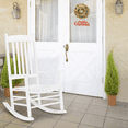 thumbnail image 6 of Tcbosik Wooden Rocking Chair Outdoor, High Back Rocker Chair with Armrest for Porch, Patio, Backyard, White, 6 of 10