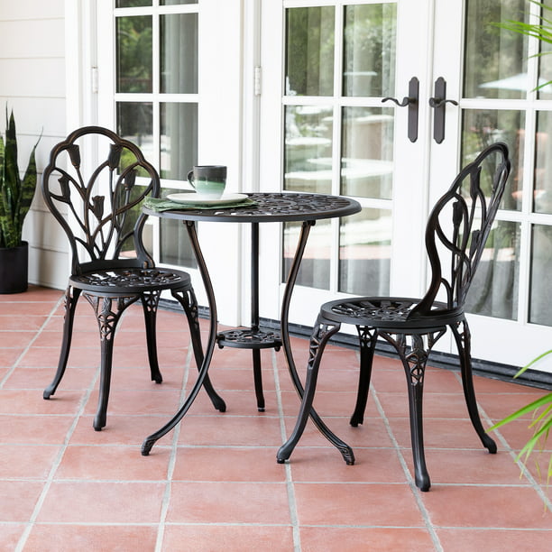 3 Piece Fl Outdoor Patio Bistro Set Cast Aluminum Furniture Small Sets Balcony Table And Chairs Chair Com - Patio Sets Made In Canada