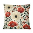 thumbnail image 3 of Designart "Nostalgic Florals in Red and Beige" Floral Printed Throw Pillow, 3 of 5