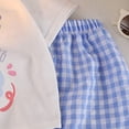 thumbnail image 4 of CAICJ98 Toddler Baby Boy Summer Clothes Short Sleeve Tops+Elastic Drawstring Plaid Shorts Two Piece Dinosaur Print Outfit Set (Blue,3-4 Years), 4 of 5