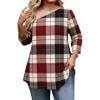 thumbnail image 7 of Gamivast Tunic Tops For Women Plaid Print Skew Neck Dressy Tops 3/4 Sleeve Asymmetrical Tops Comfy Loose Fit Casual Office Work Wear, 7 of 7