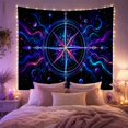 thumbnail image 2 of Celestial Compass Starburst in a Cosmic Nebula, Mystical Psychedelic Style for Space Lovers, Celestial Wall Art, Housewarming Gift, Tapestry Wall Hanging for Bedroom and Dorm, 2 of 7