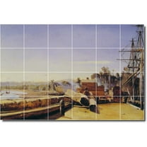 Ceramic Tile Mural-Jean Corot Waterfront Painting 269. 25.5" w x 17" h using (24) 4.25 x 4.25 ceramic tiles