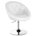 thumbnail image 4 of Gymax 1PC Adjustable Modern Swivel Round Tufted Back Accent Chair PU Leather White New, 4 of 6