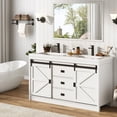 thumbnail image 7 of Blotout Double Bathroom Vanity with Sink & Faucet & Sewer Pipes, 59" Farmhouse Bathroom Vanity Cabinet Set with Sliding Barn Door & 3 Drawers, Freestanding Bath Storage Vanity Sink, 7 of 7