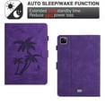 thumbnail image 5 of Case for iPad Air 5th/4th Gen 2022/2020 & iPad Pro 11 Inch 2022/2021/2020/2018 Released,PU Leather Embossed Coconut Tree Slim Case with Pencil Holder Card Slot Protective Smart Cover,Purple, 5 of 6