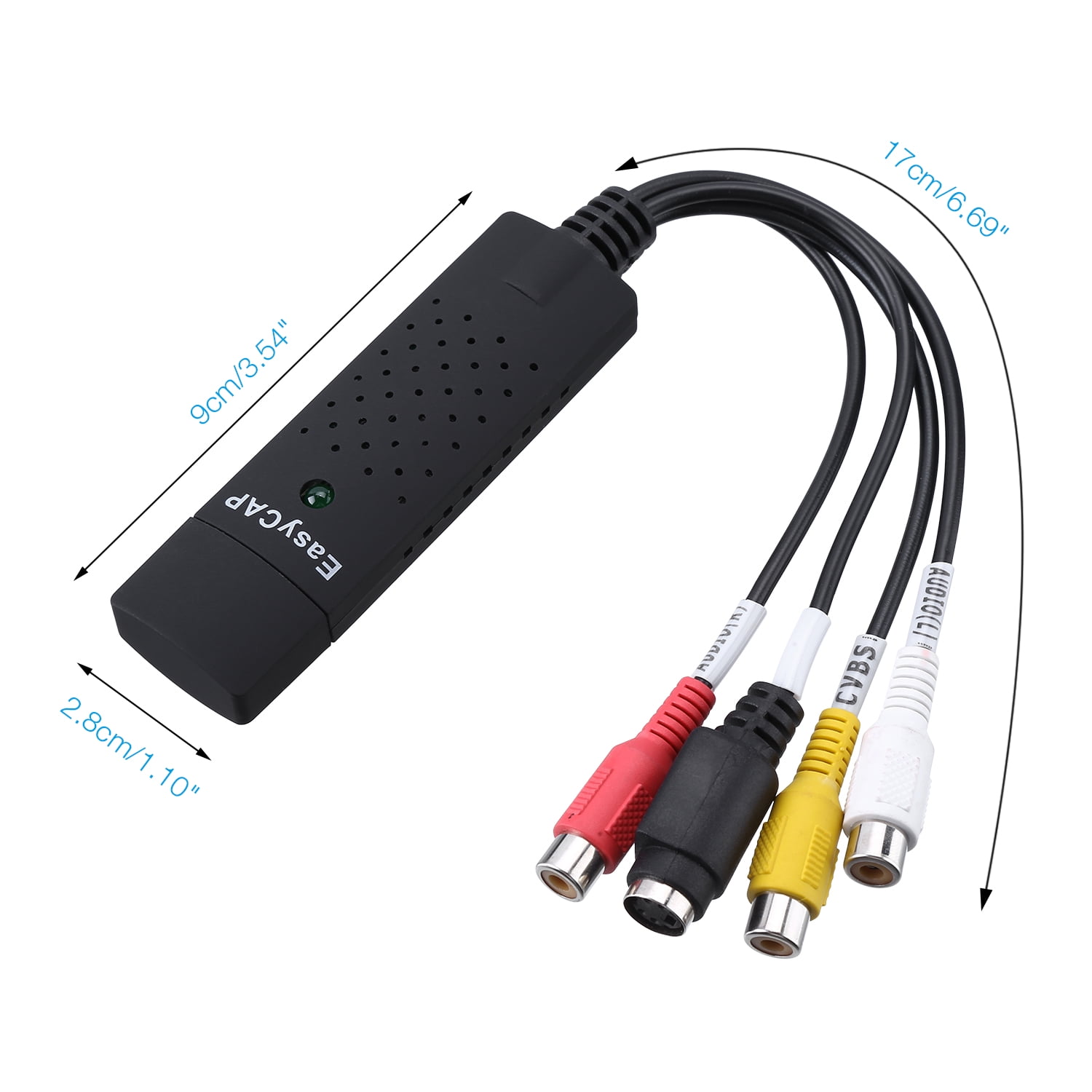 Digital Converter USB 2.0 Audio Video Cable Capture Card Analog Source VCR,  DVD 